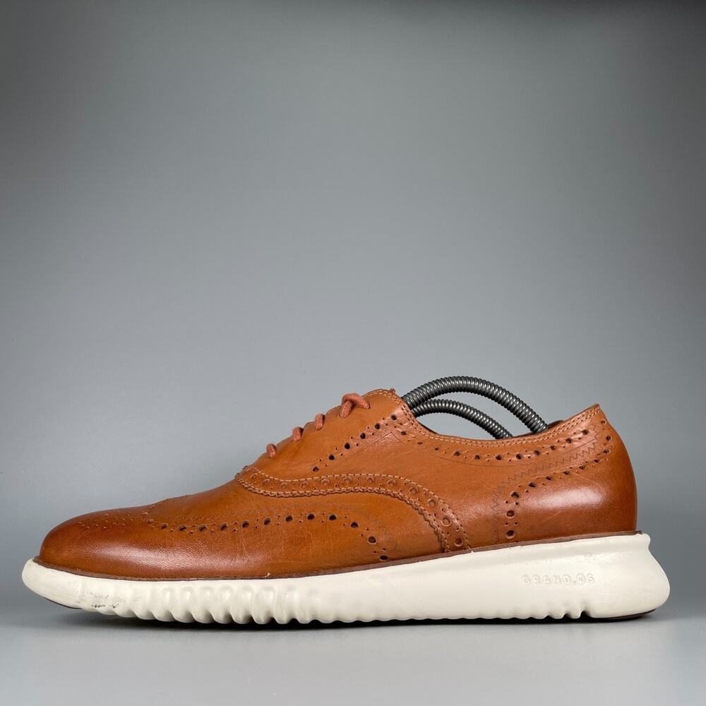 Cole Haan Zerogrand Men's 10.5 M Brown Leather Wingtip Brogue Casual Dress Shoes